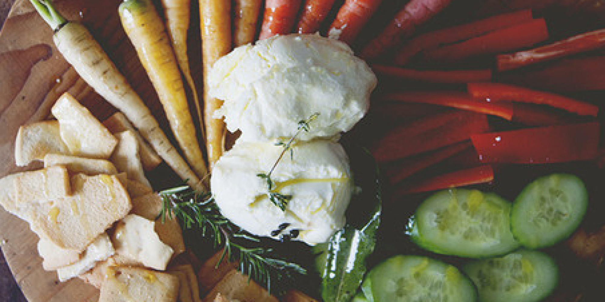 A Kitchy Kitchen Recipe Herb Marinated Goat Cheese With Crudite and