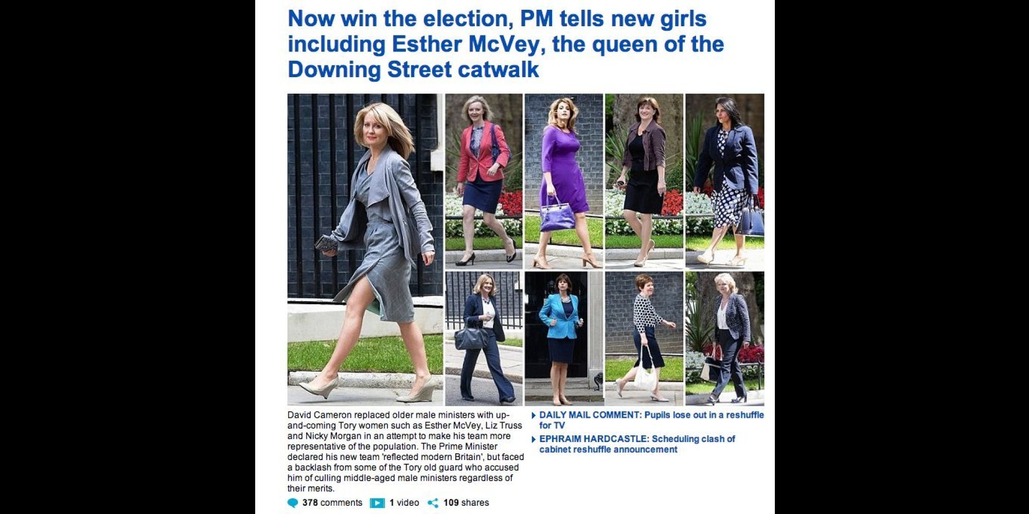 Daily Mail Slammed For Heinously Sexist Cabinet Reshuffle Coverage