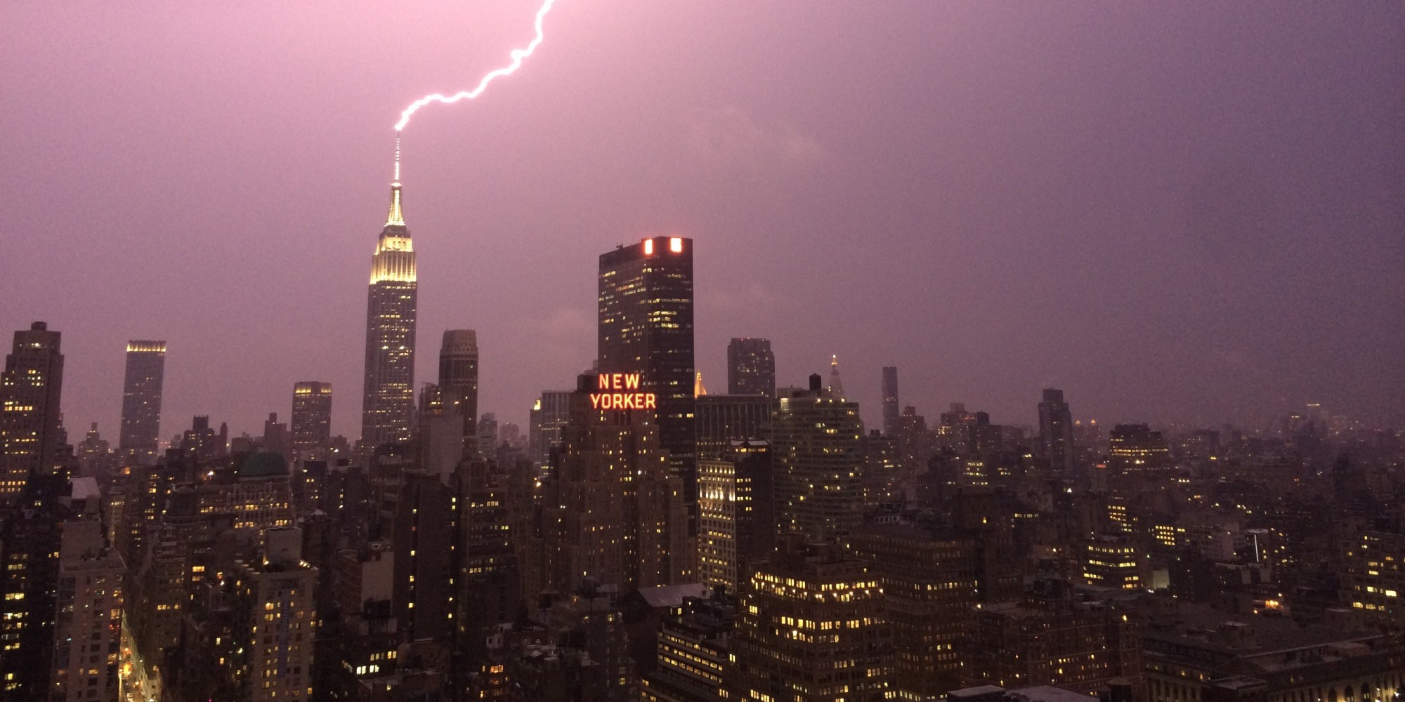 Lightning Strikes Empire State Building During Intense New York City