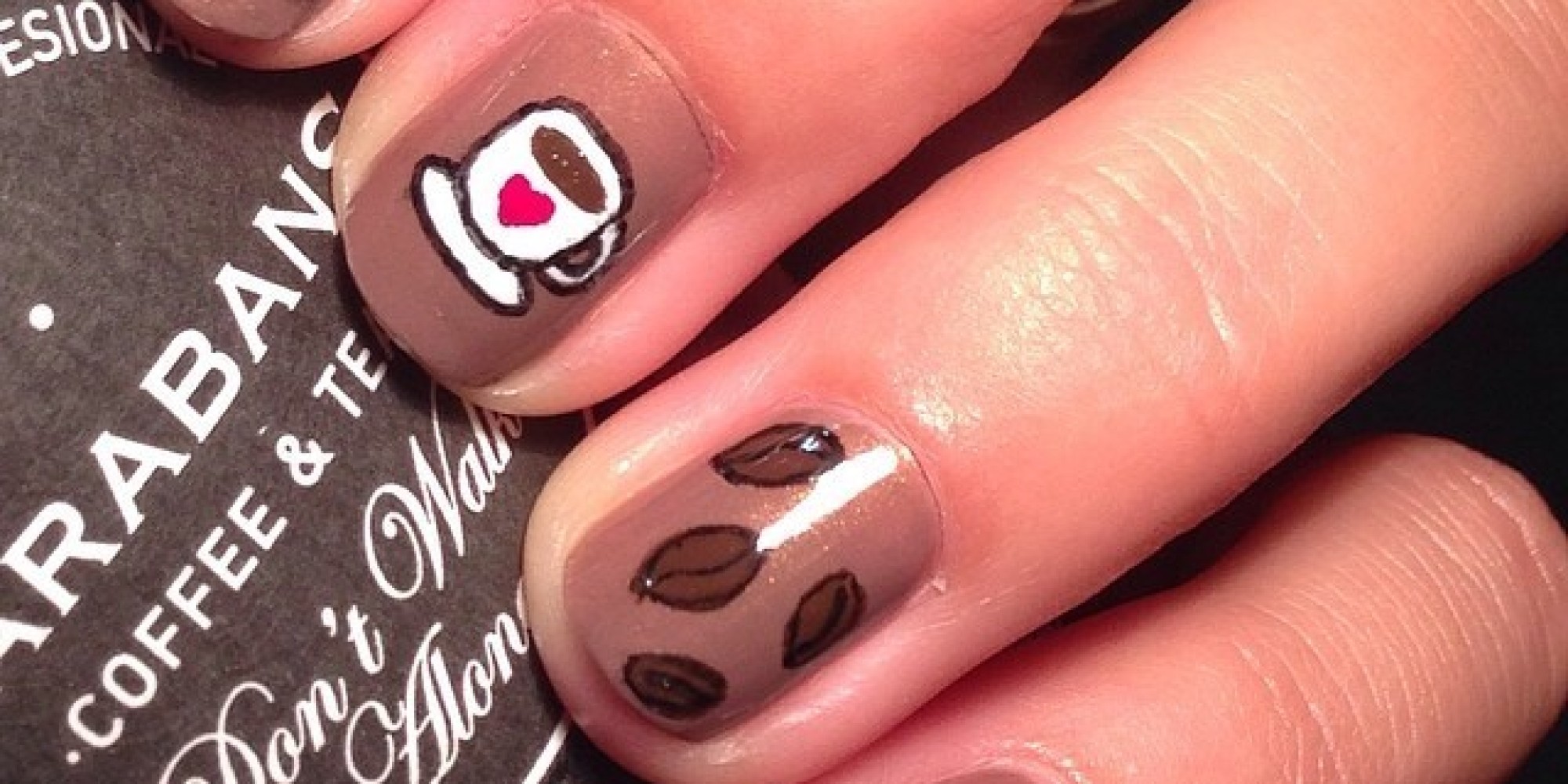 10. Brown and Beige Coffee Cup Nails - wide 6