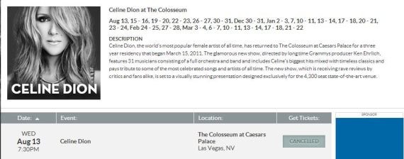 celine dion annule concert