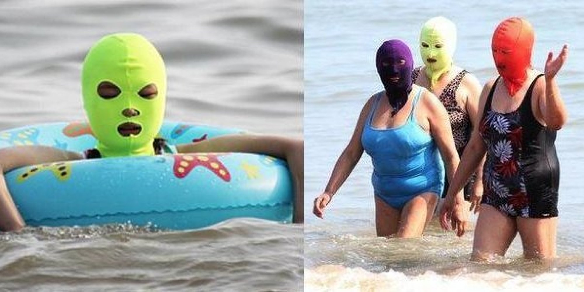 Facekini der Sommertrend an asiatischen Stränden