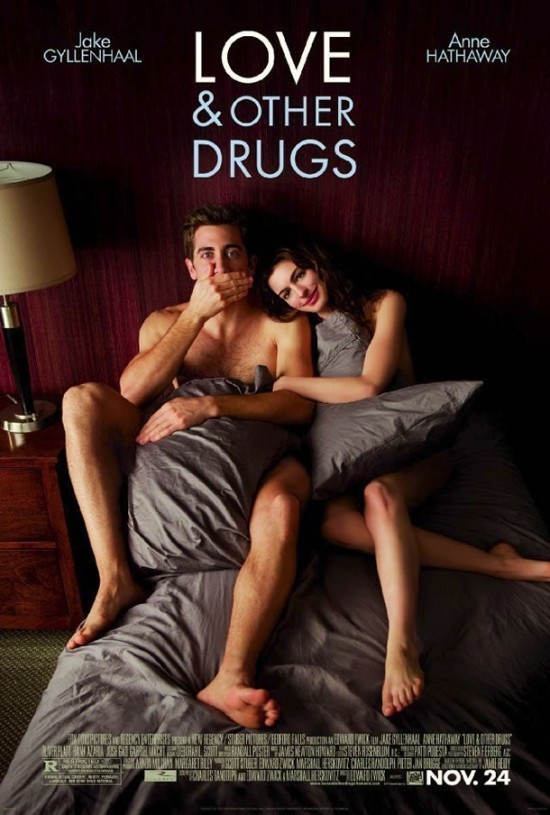 Anne Hathaway and Jake Gyllenhaal wear nothing but pillows on the poster for