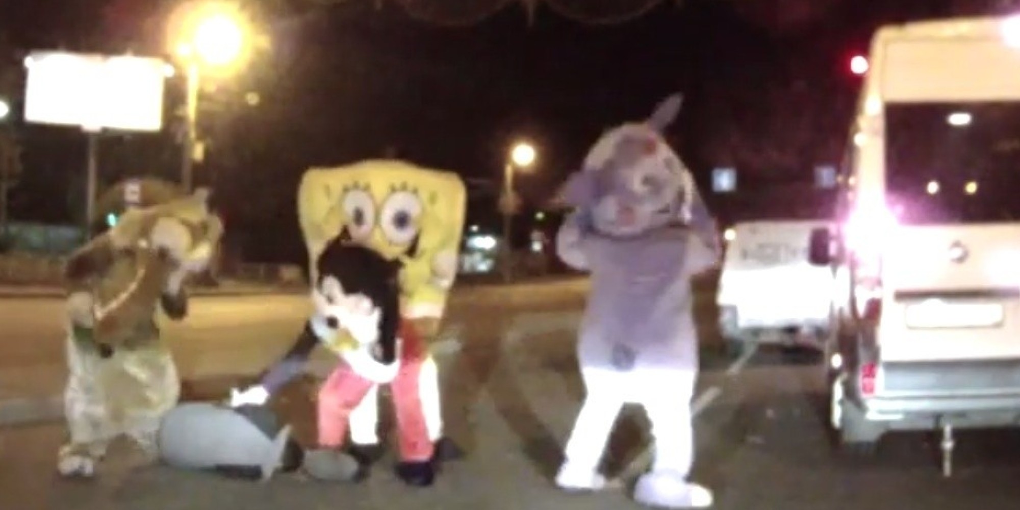 'Mickey Mouse' And Other Costumed Characters Beat Motorist In Bizarre