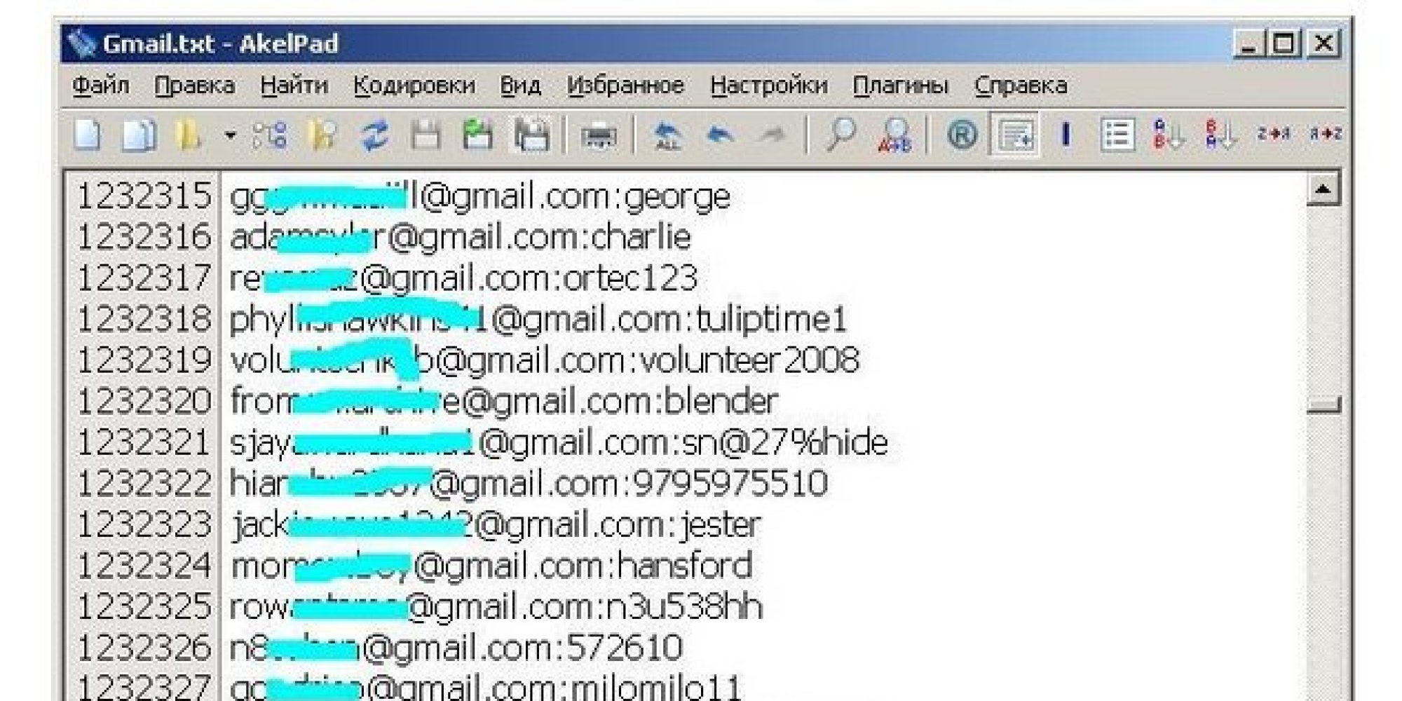 Leaked facebook password list