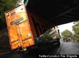 Halfords 'We Fit' Lorry Gets Stuck Under Bridge, Irony Abounds