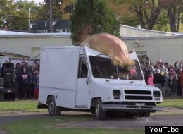 These Americans Just Celebrated Autumn By Dropping A Giant Pumpkin On A Truck. BUT OF COURSE.