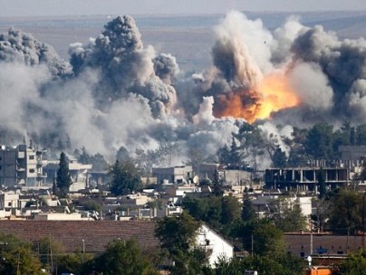A US-led airstrike on a Syrian gas facility in Kobane