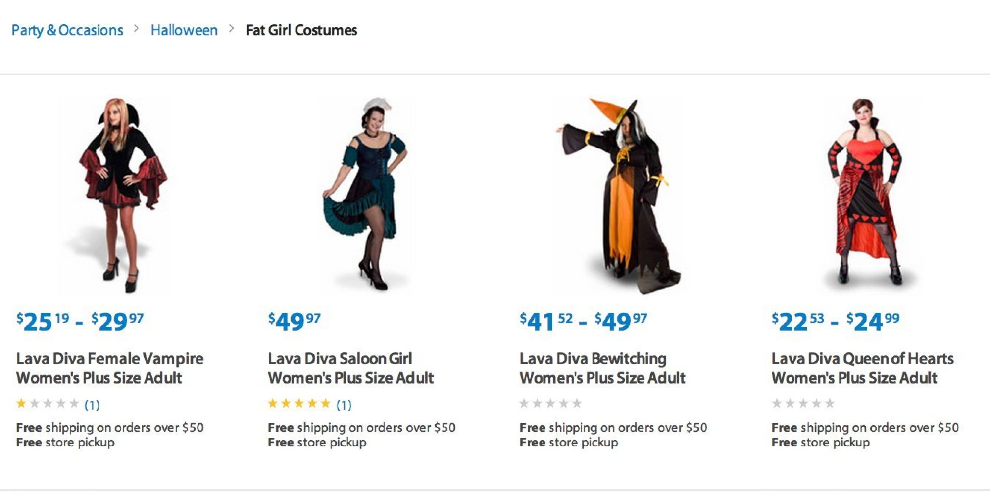 Walmart Was Offering A Special 'Fat Girl Costumes' Section In Its