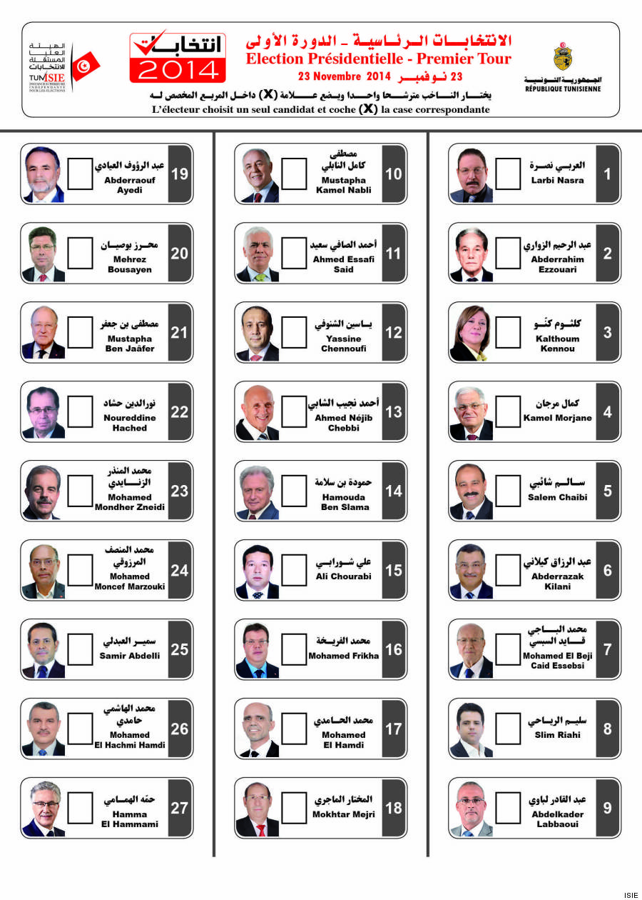 Election présidentielle en Tunisie Un modèle de bulletin de vote mis