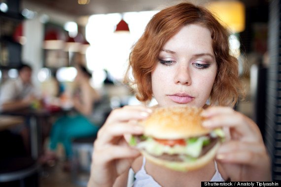 eating hamburger