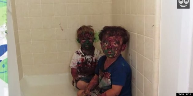 Dad Tries To Scold Paint-Covered Sons, Can't Stop Laughing