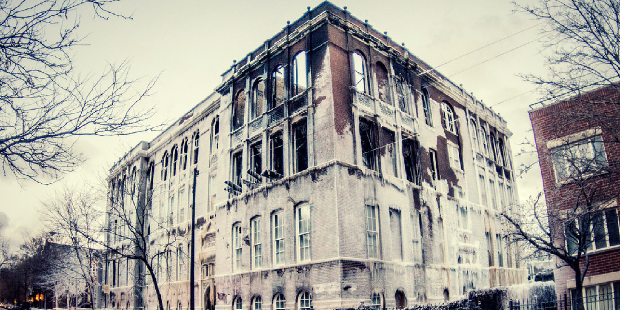 Fire At Shuttered Chicago School Leaves Behind A Stunning Ice Palace In