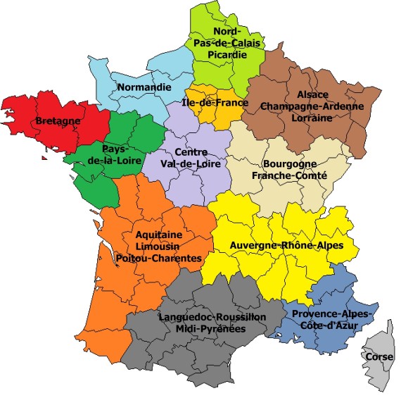 carte des 13 regions - Image