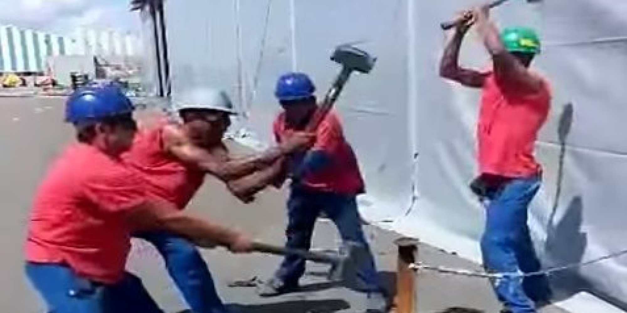This Video Of Four Men Hammering A Tent Peg Into The Ground Is Very
