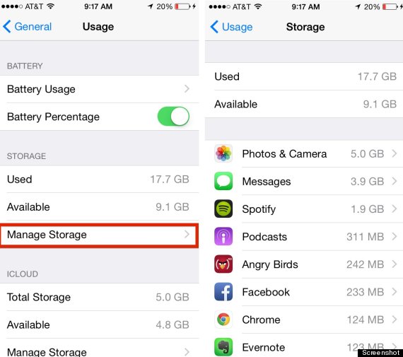 iphone storage