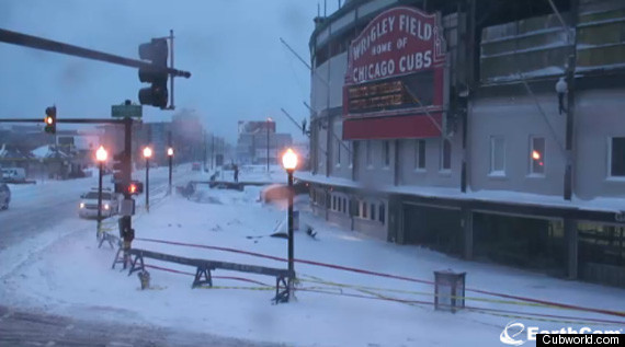 Wrigley Field Roof Damaged By Snow Storm 