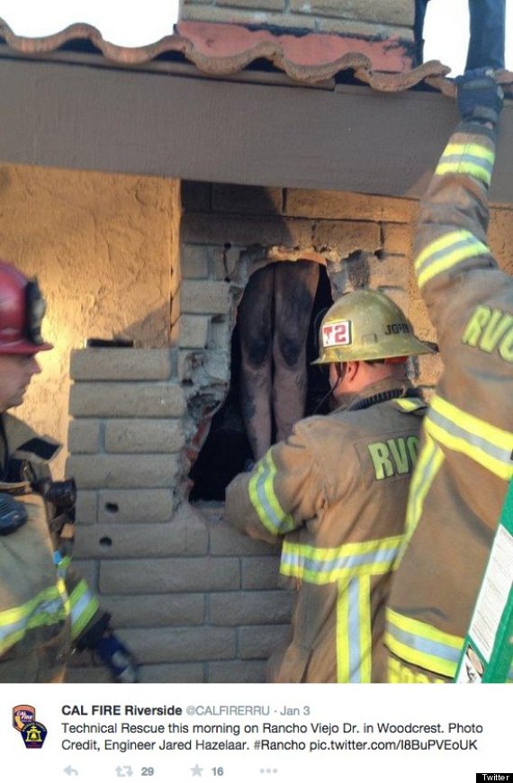 naked woman stuck in chimney