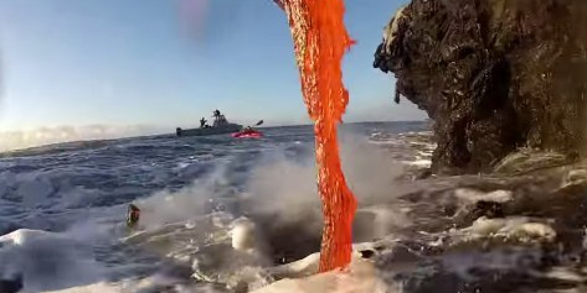 Witness The Astonishing Moment Lava Spills Into The Ocean, Creating New