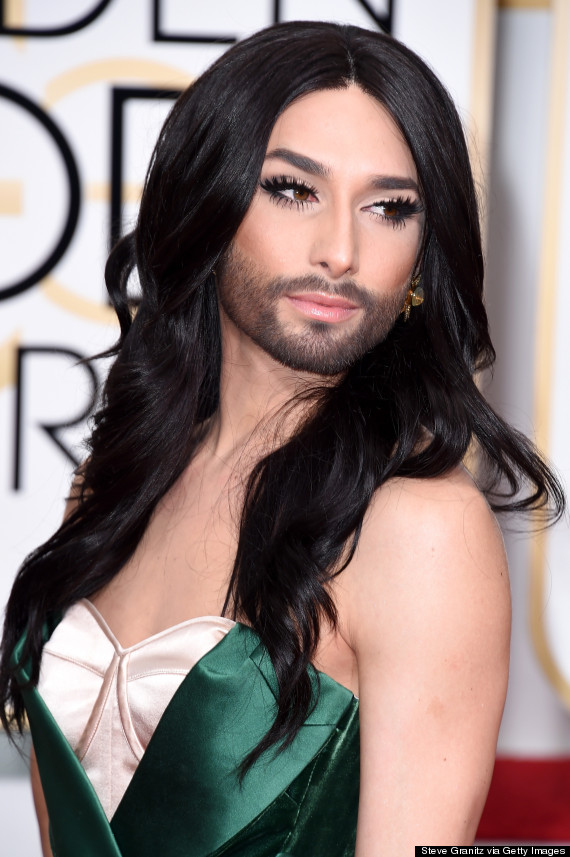 Golden Globes 2015: Conchita Wurst Turns Heads With Beard And Gown On ...