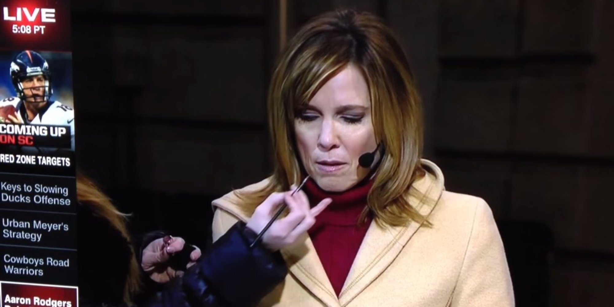 Flustered ESPN Anchor Hannah Storm Fights Off Makeup Artist During Live Shot