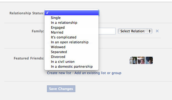 single relationship status facebook