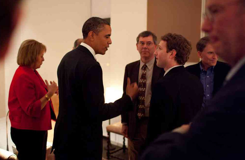 steve jobs mark zuckerberg Steve Jobs, Mark Zuckerberg Flank Obama At Tech Titan Dinner (PHOTOS)