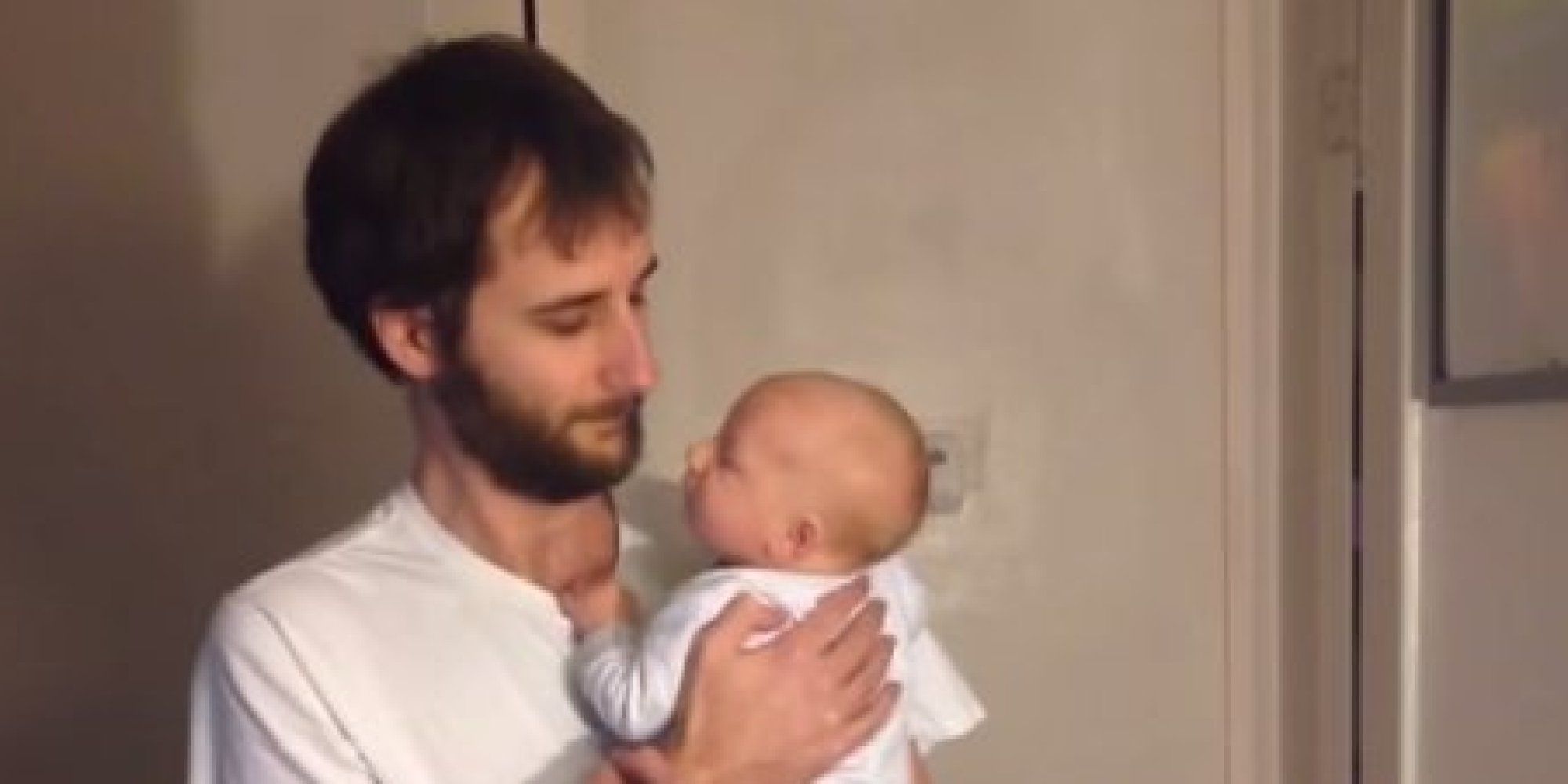 Dad Puts On Pants While Holding Baby, Because Free Hands Are A Thing Of