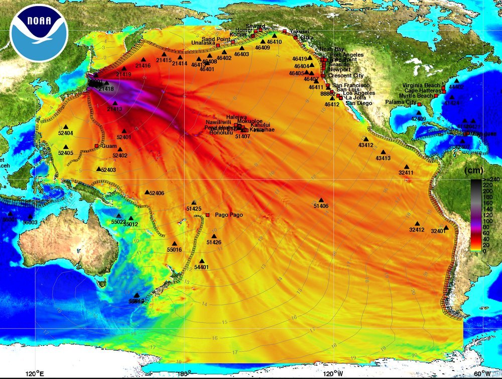 japan tsunami map. A map detailing the potential