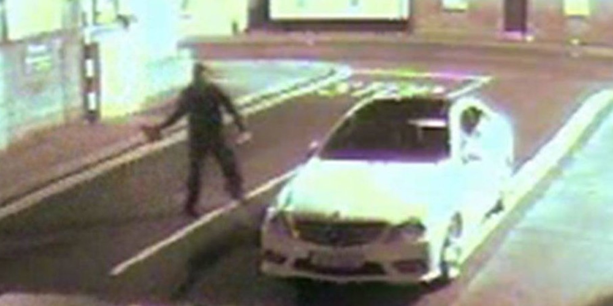 Man Throws Brick At Window. Brick Bounces Off Window. Brick Knocks Man