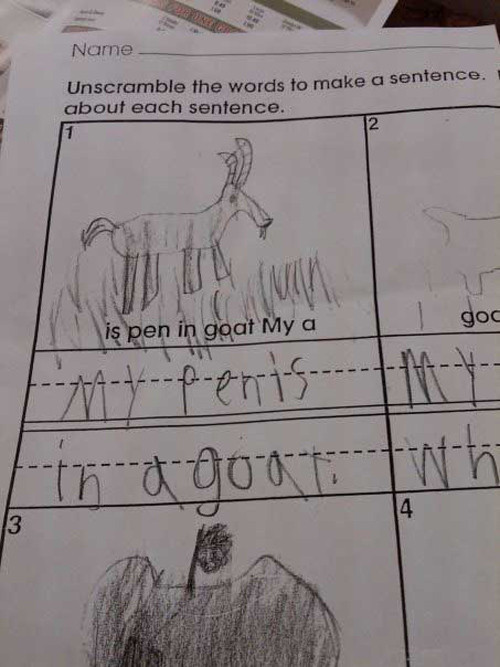 funny test answers. a pretty disturbing answer