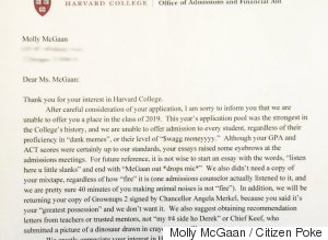 Funny job application rejection letter