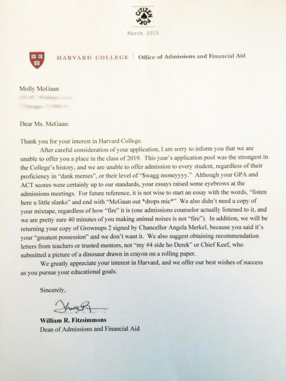 Somebody Give This High Schooler An Award For Her (Fake) Harvard