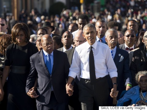 President Obama Leads The Way In March Across Selma Bridge
