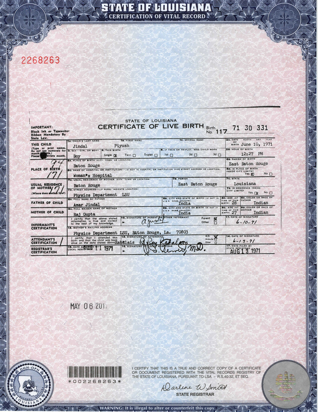 Girl Birth Certificate