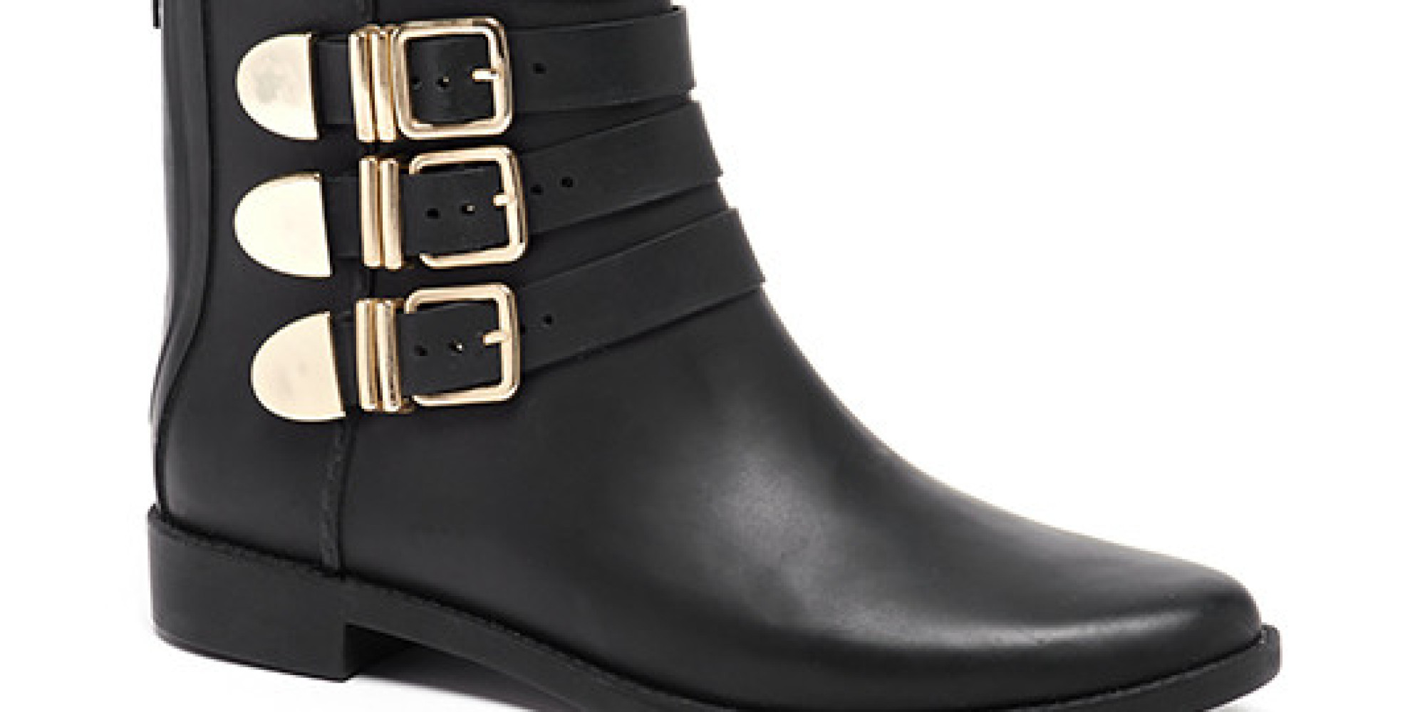 black bootie rain boots