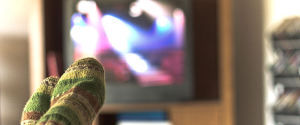 watching tv foot
