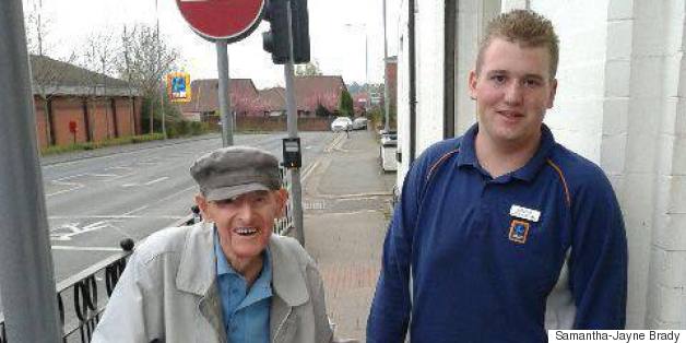 Photo Of Teen Supermarket Worker Walking 95-Year-Old Customer Home Goes Viral