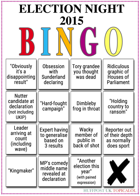general election night bingo card