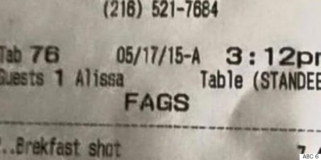 Patrons Outraged After Bartender Calls Customers 'Fags' On Receipt