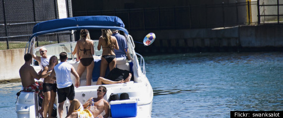 boat party painting. Chicago Scene Boat Party