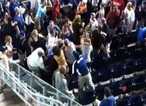 Fans Fighting At Mets National Game