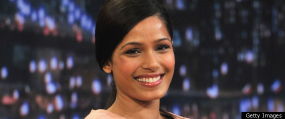 Freida Pinto Wears Nude Victoria Beckham Dress On