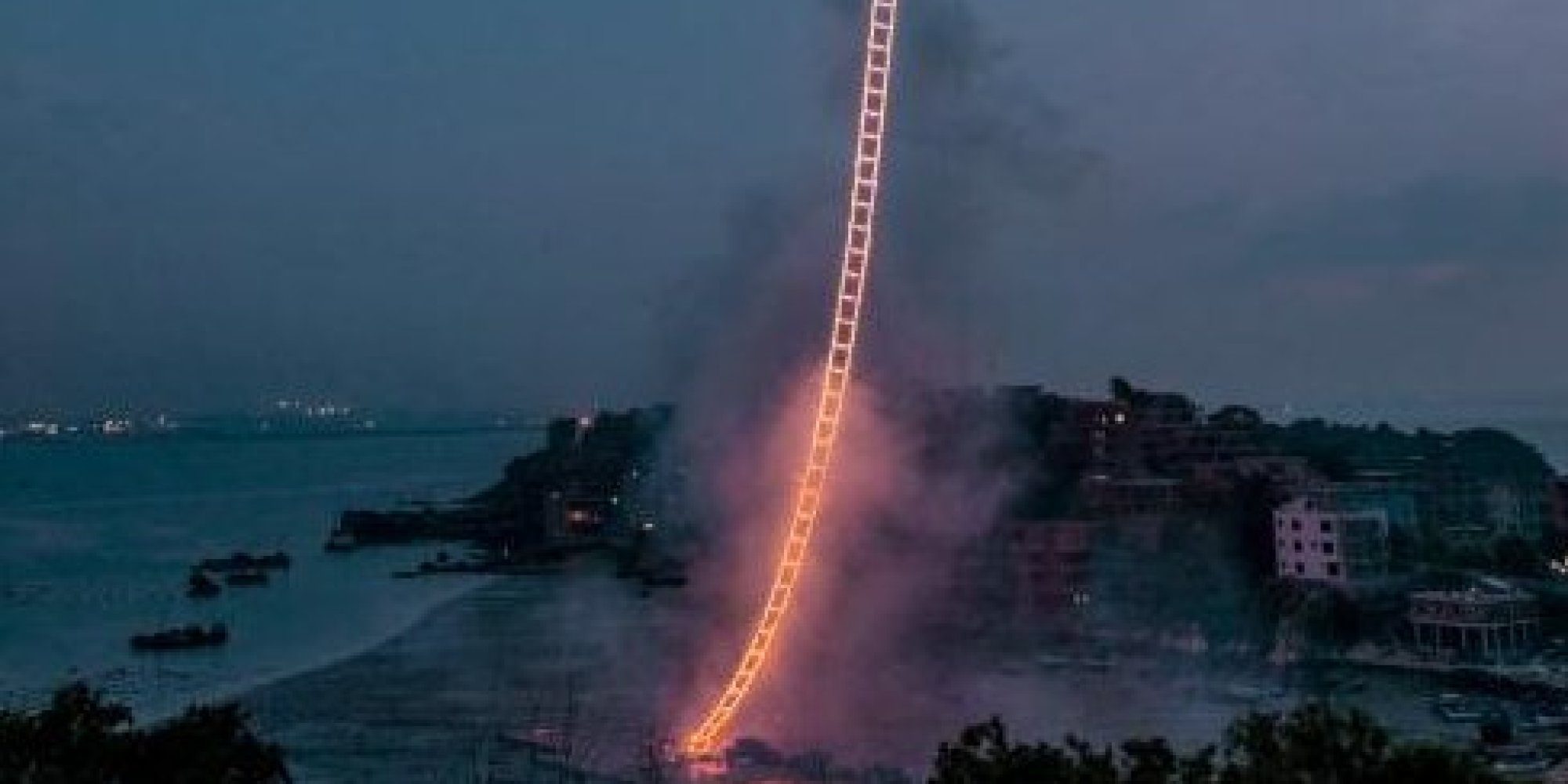 Sky Ladder Chinese Firework Ascends Into Sky During Sensational Display