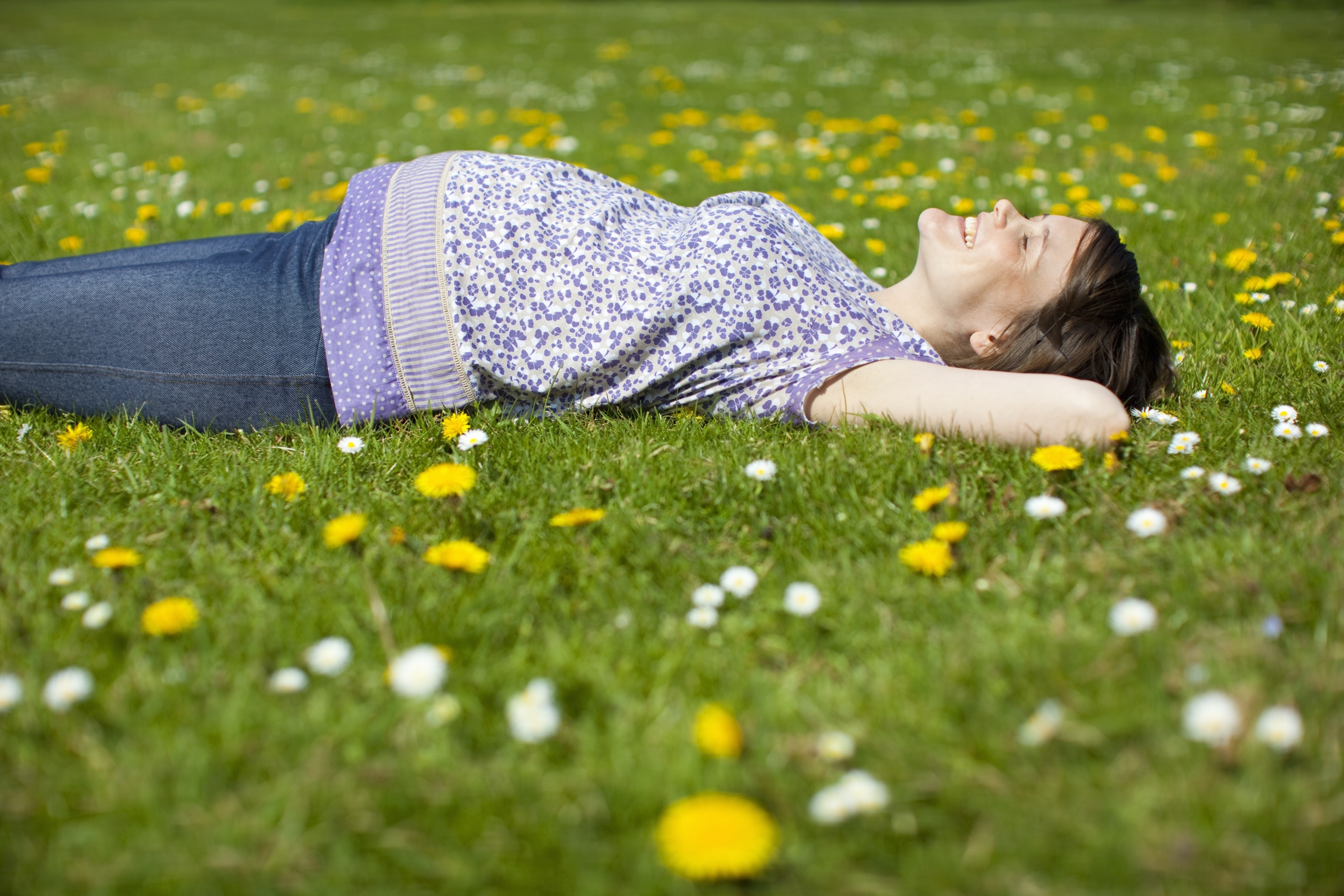 young woman sunbathing