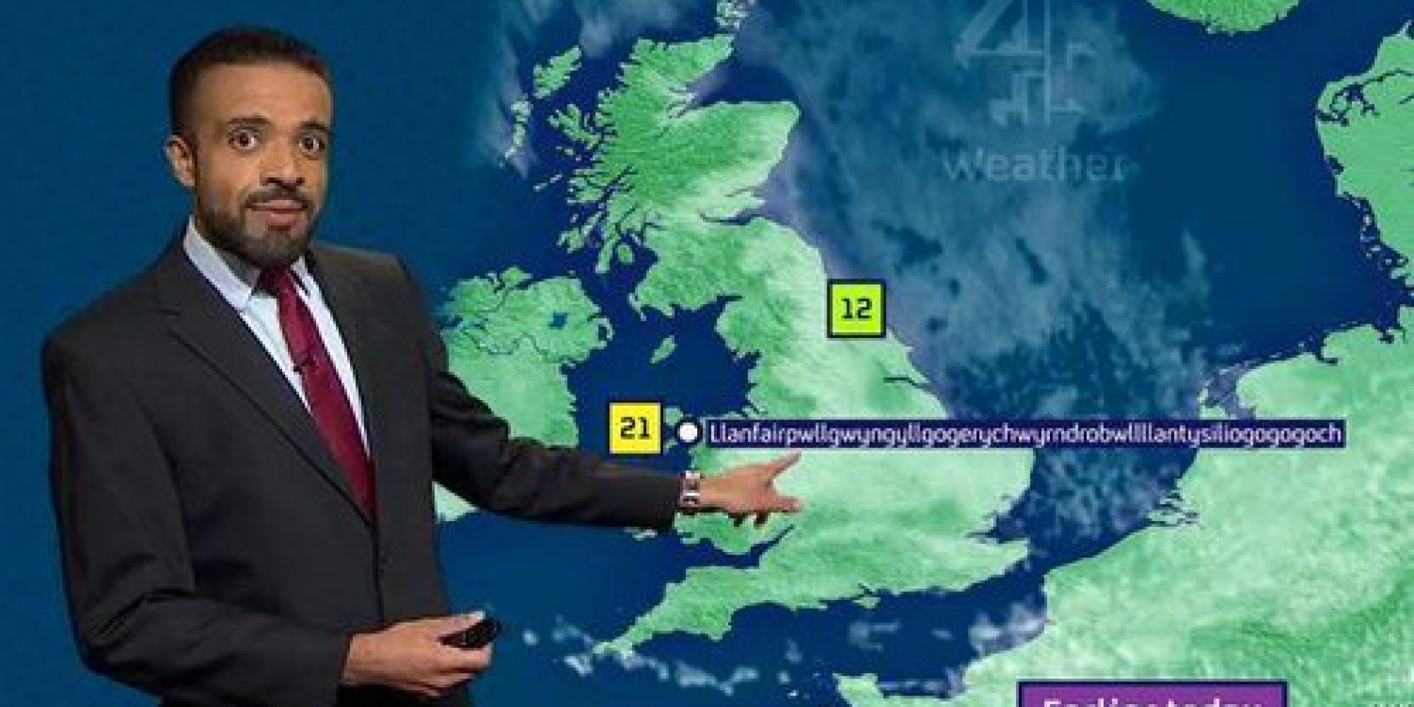 welsh weather weatherman wales channel guy british dutton liam place longest town broadcast during word hard names newscasters