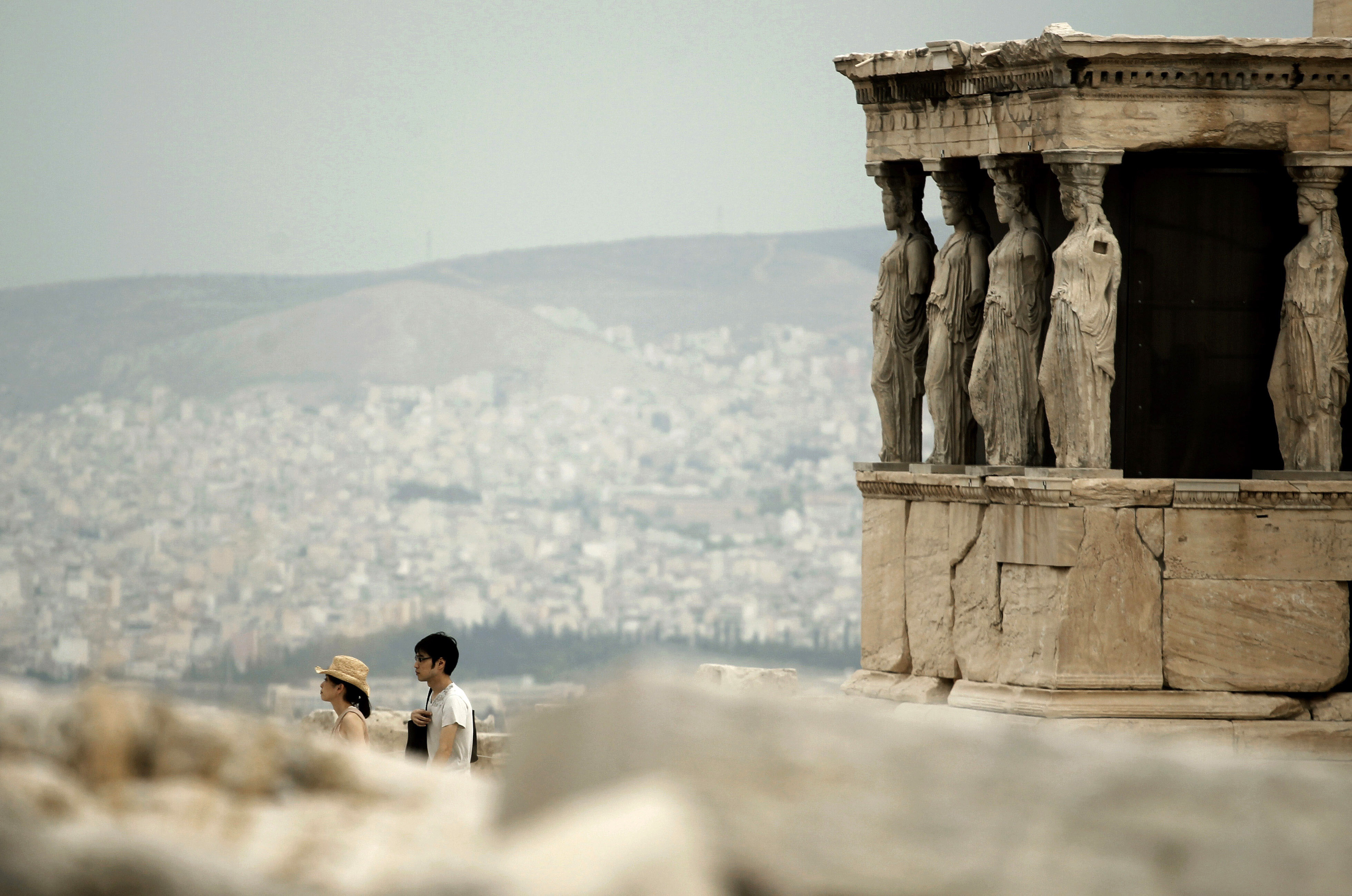 tourists acropolis greece