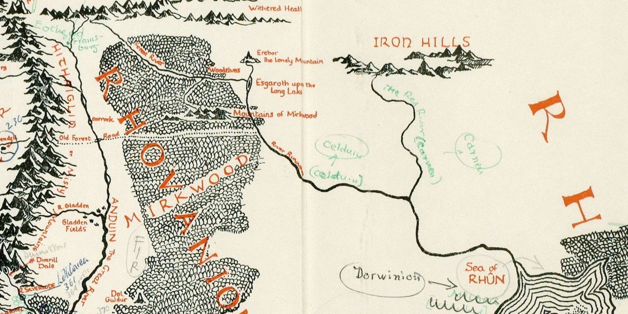 Lord Of The Rings Map Annotated By Tolkien Found Inside Illustrators Copy Reveals Details Of