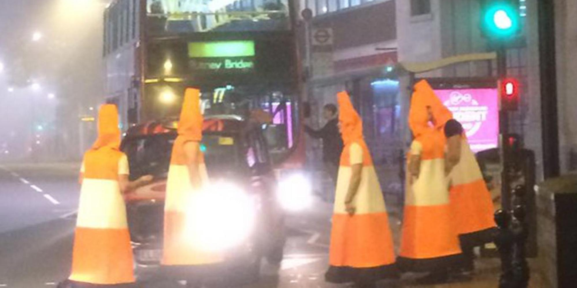 Men Dressed As Traffic Cones Blocking Roads Spark Police Response In