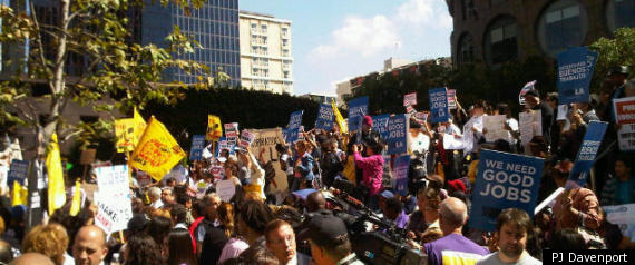 OCCUPY LA Protest 500 Strong, Joined By Labor Unions